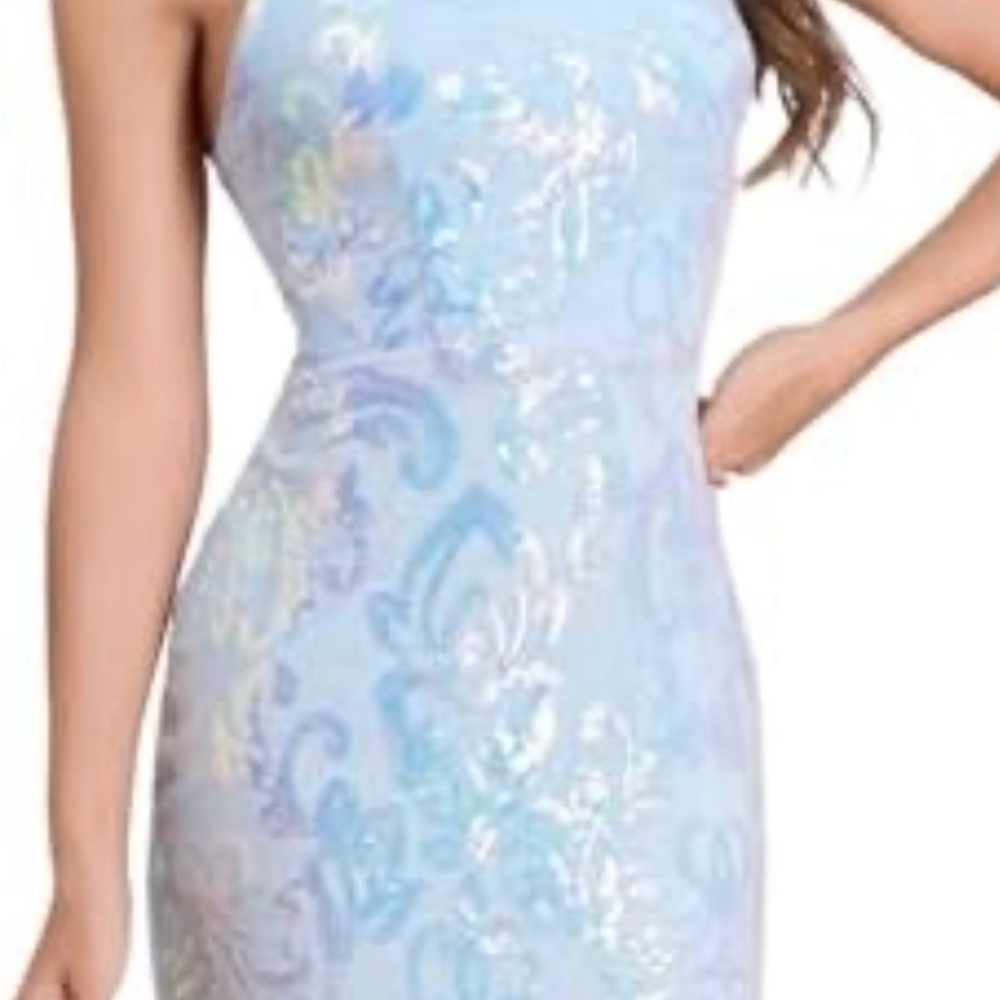 ODIZLI - NWT Elegant Blue Floral Mini Dress Size XS